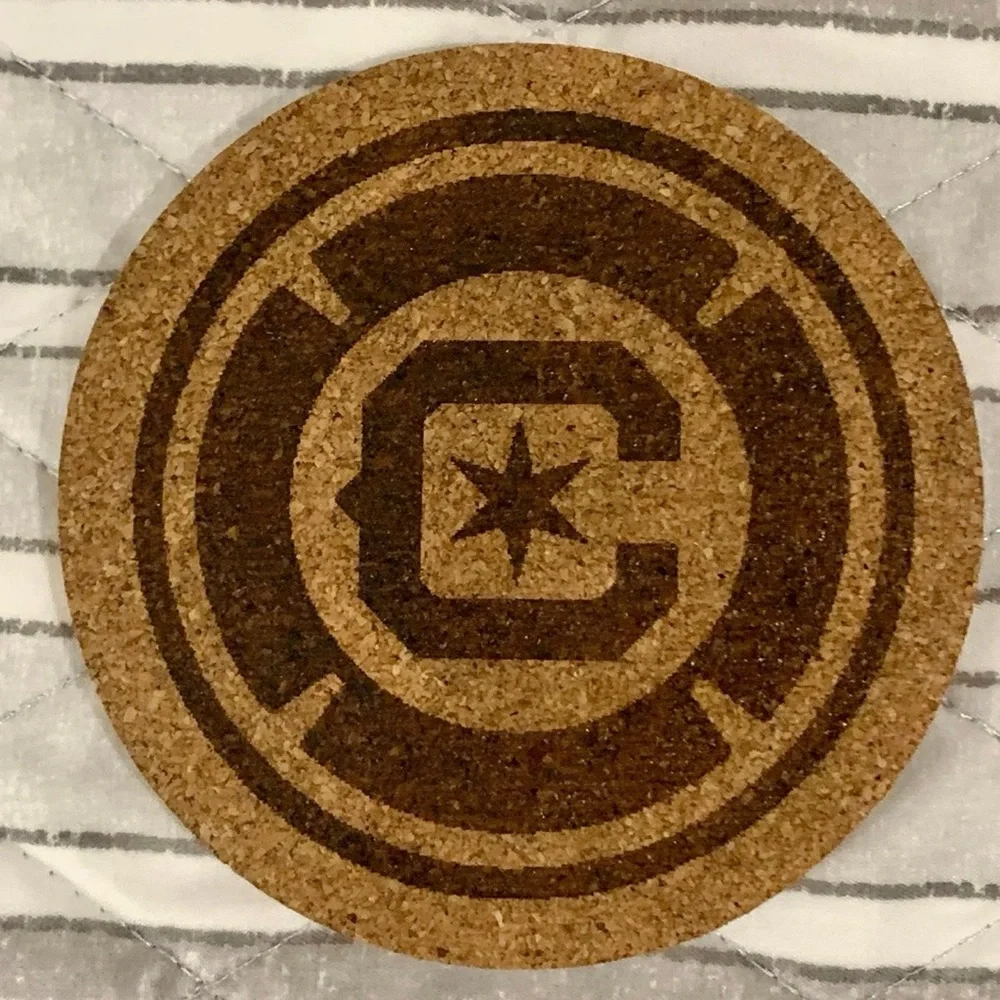 Chicago Fire Laser Engraved Cork Coaster
